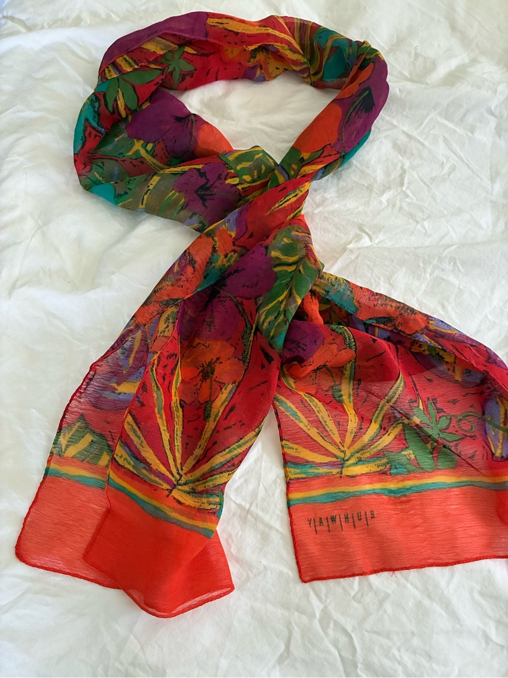 Multicolor Floral Lightweight Women’s Scarf - Red Base
